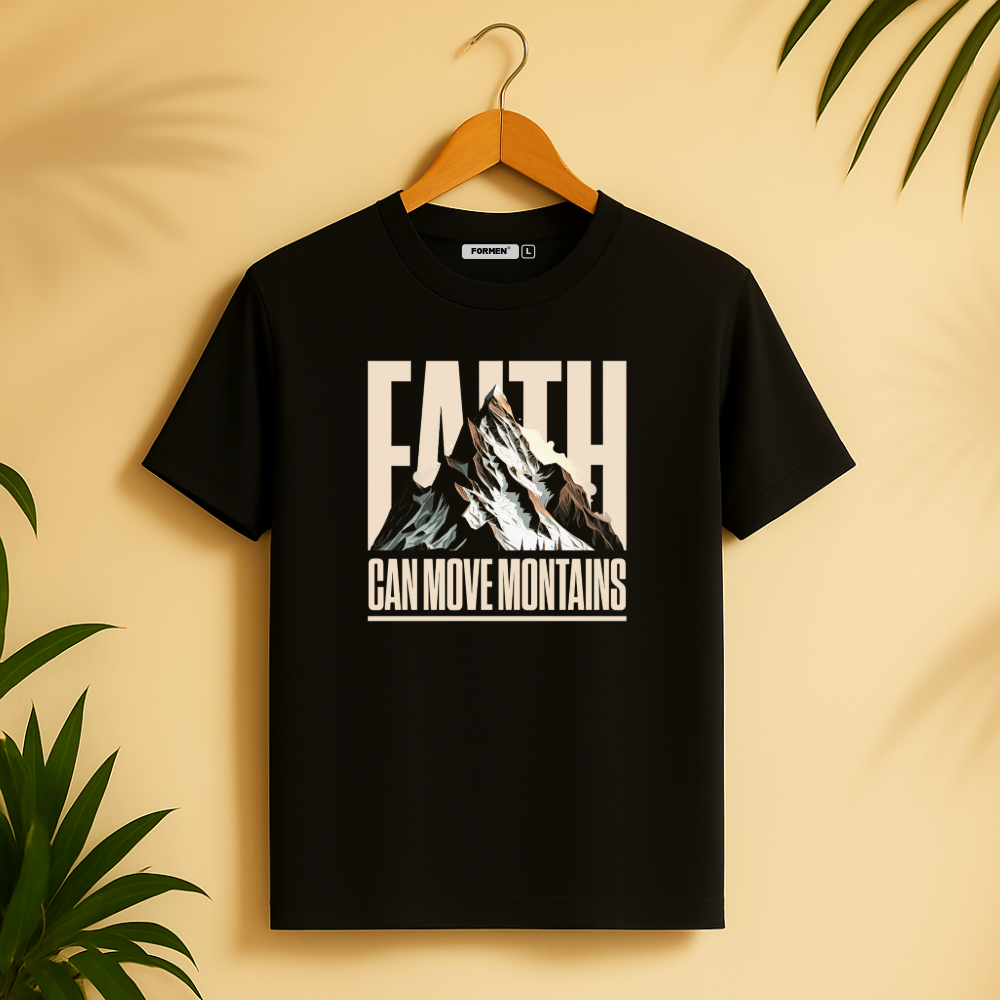 Faith can move mountains T-Shirt. Premium Polyester Streetwear Tee.