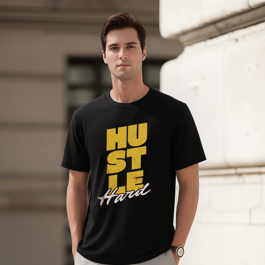 Hustle Hard T-Shirt. Premium Polyester Streetwear Tee.