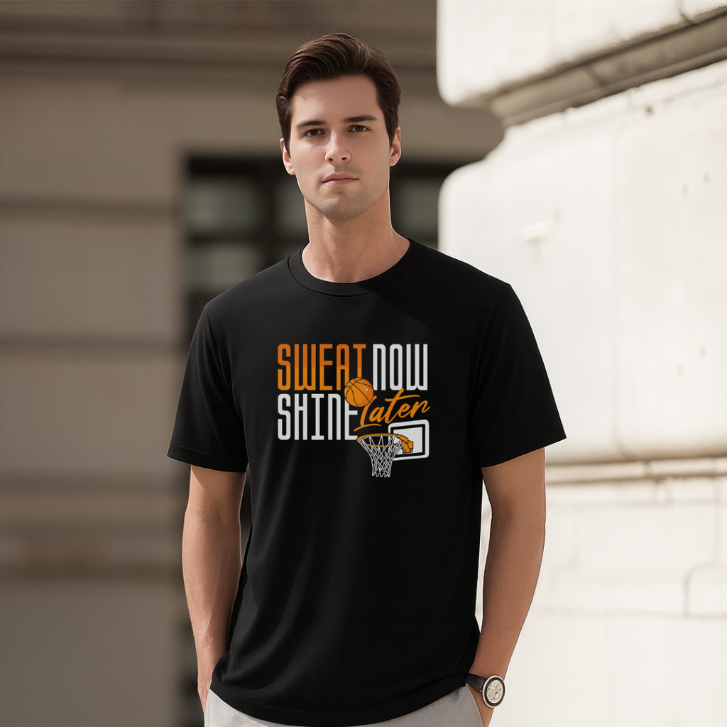 Sweat now shine later T-Shirt. Premium Polyester Streetwear Tee.