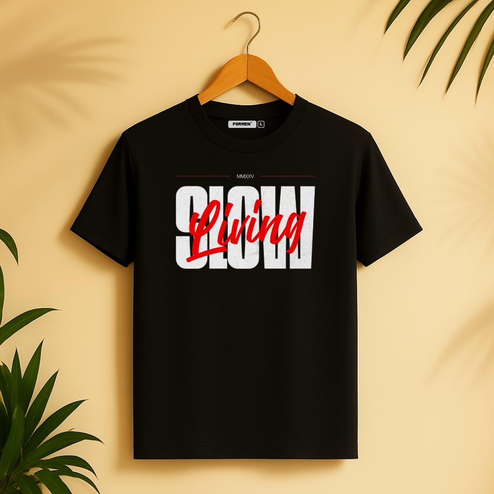 Living Slow T-Shirt. Premium Polyester Streetwear Tee.