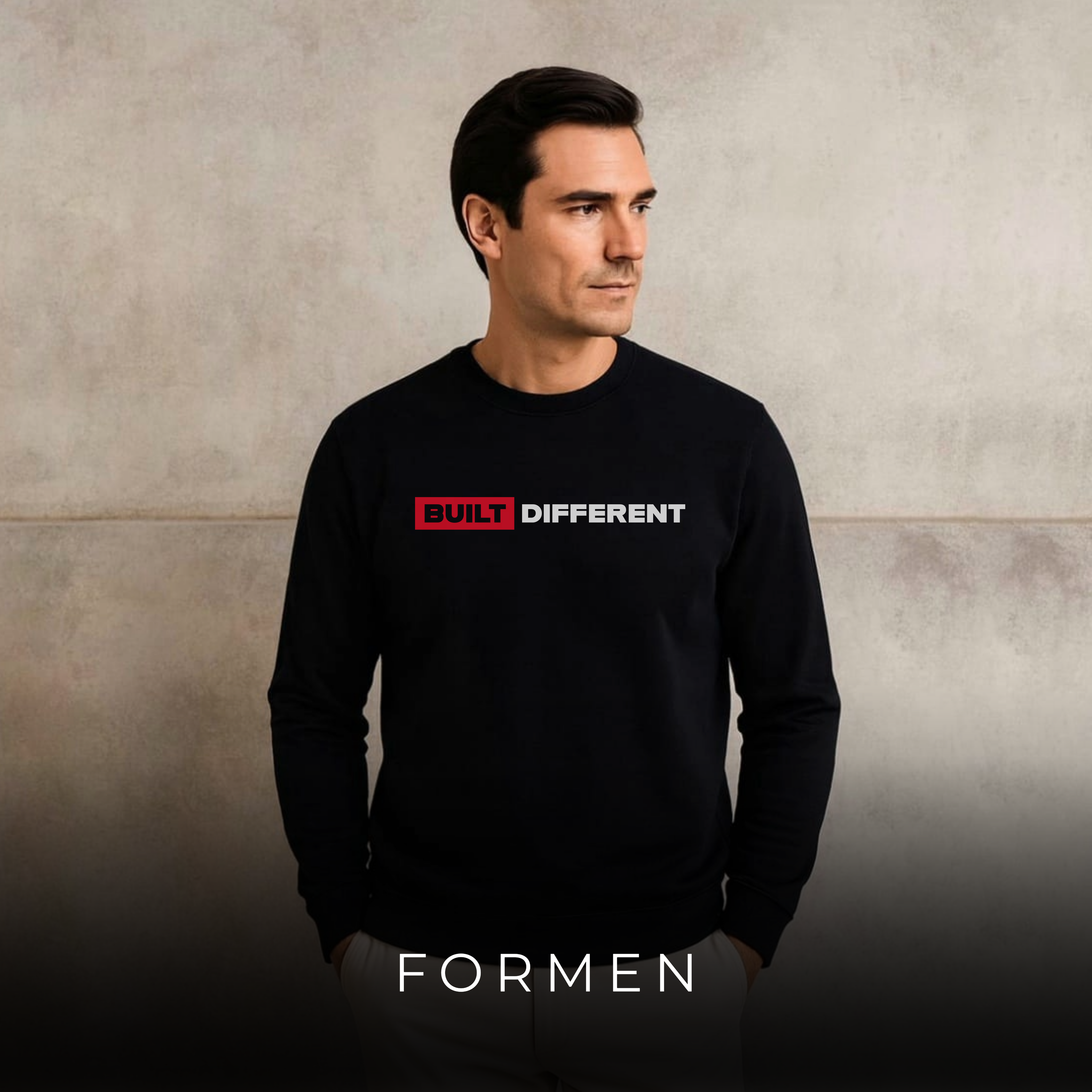 Built Different Sweatshirt. Premium Luxury Streetwear Sweatshirt for Winter.